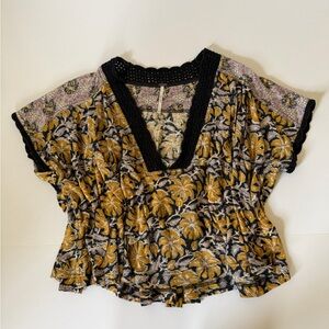 Free People Boxy Floral Crop Top